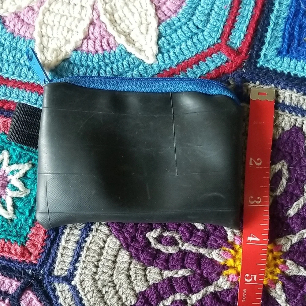 Small Zip Pouch, Upcycled Inner Tube bag